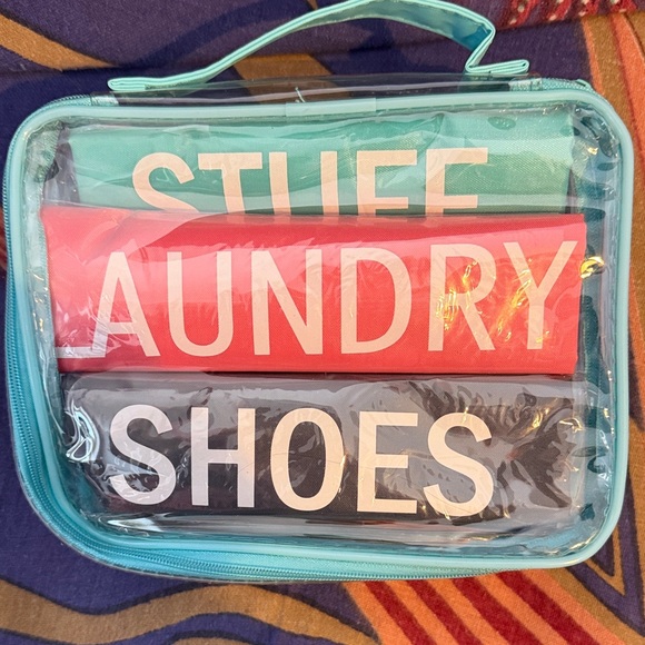 Travel 4-Piece Cosmetic Bag Set - Blue, Red, Black - Picture 2 of 4